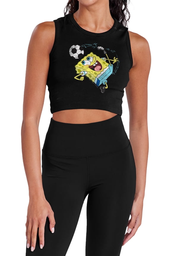 Soccer Kick Women's Sleeveless Crop Top Tank, Black, X-Small