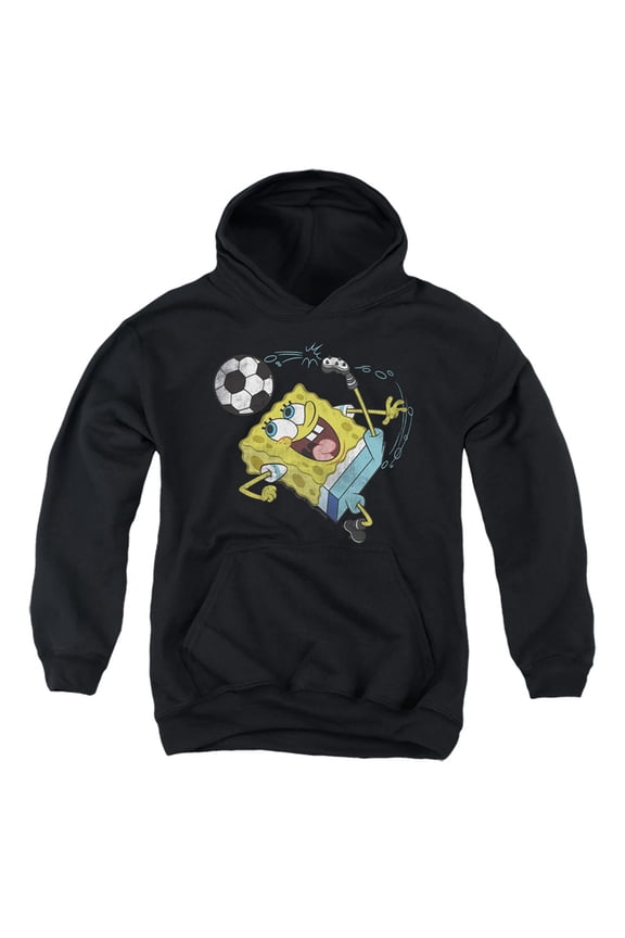 Soccer Kick Youth Kids Boy/Girls Pull-Over Hoodie, Black, Medium