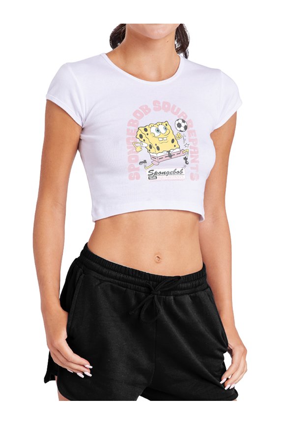 Soccer Women's Cap Sleeve Crop Top, White, Medium