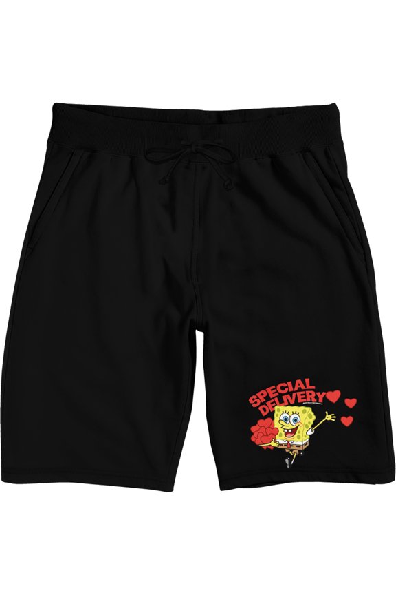 Spongebob Squarepants Special Delivery Adult Black Sleep Pajama Shorts