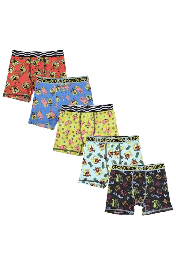 Spongebob Squarepants Spongebob & Patrick All-Over Print Boy's 5-Pack Boxer Briefs-10