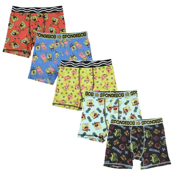 Spongebob Squarepants Spongebob & Patrick All-Over Print Boy's 5-Pack Boxer Briefs-4