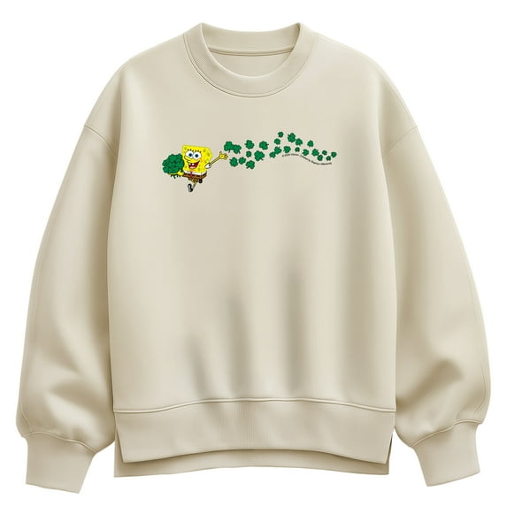 SpongeBob SquarePants - Spongebob Shamrocks Oversized Fleece Crew Sweatshirt