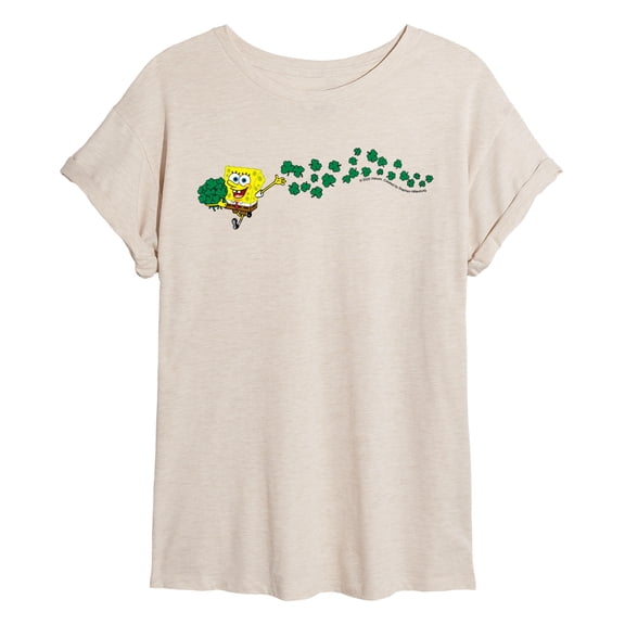 Spongebob Squarepants - Spongebob Shamrocks - Women's Oversized Graphic T-Shirt