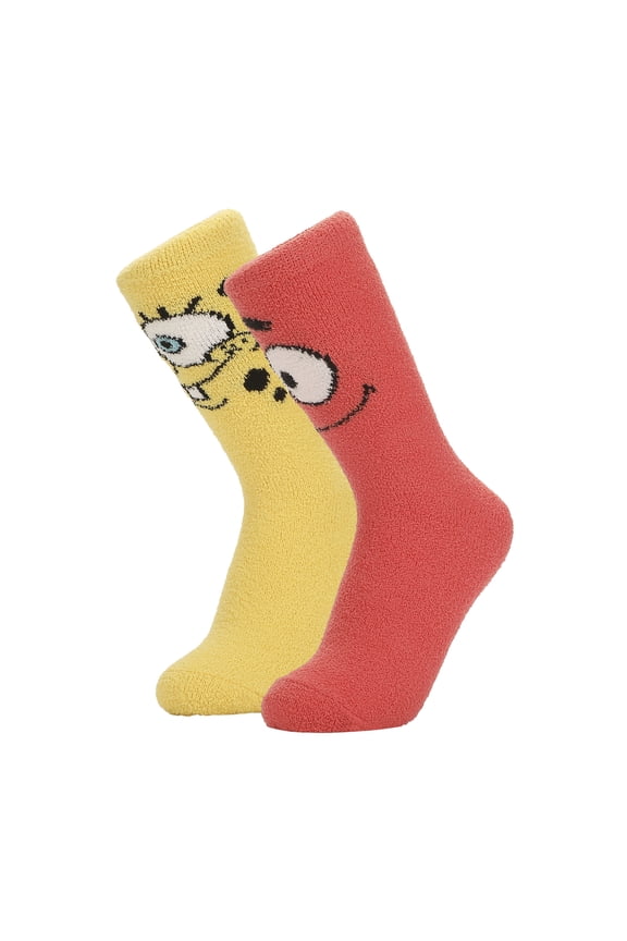 Spongebob Squarepants Spongebob and Patrick Womens Chenille Cozy Crew Socks