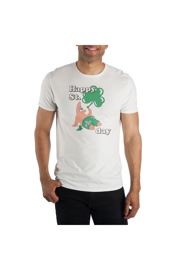 Spongebob Squarepants St. Patricks Day Patrick Star White Graphic Tee - S