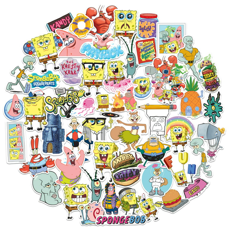 Spongebob SquarePants Sticker Pack Die Cut Vinyl Large Deluxe Stickers Variety Pack - Laptop, Water Bottle, Scrapbooking, Tablet, Skateboard, Indoor/
