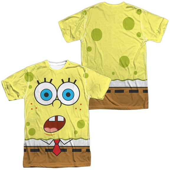 Spongebob Squarepants Surprise Face Unisex Adult Sublimated Halloween Costume T Shirt (Small) White (Front/Back)