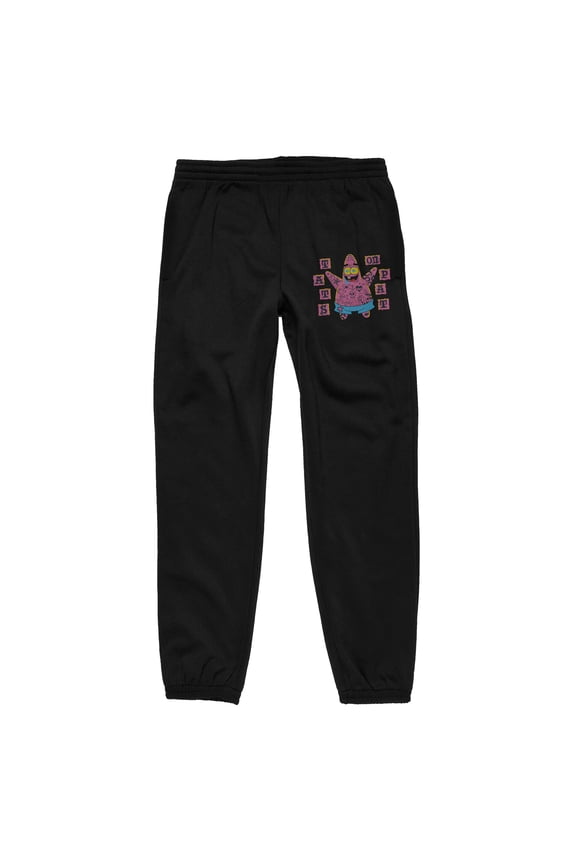 Spongebob Squarepants Tats On Pat Men's Black Graphic Joggers-Large