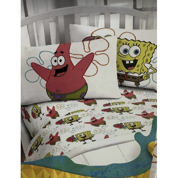 Spongebob Squarepants Twin Size Sheet Set 3 Pieces Kids Set "Underwater Vibes"