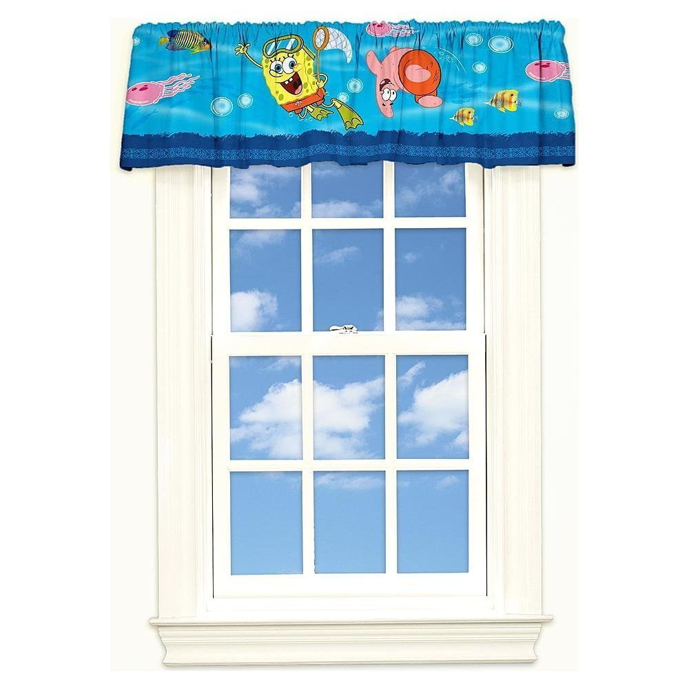 SpongeBob SquarePants Blue Polyester Rod Pocket Window Valance