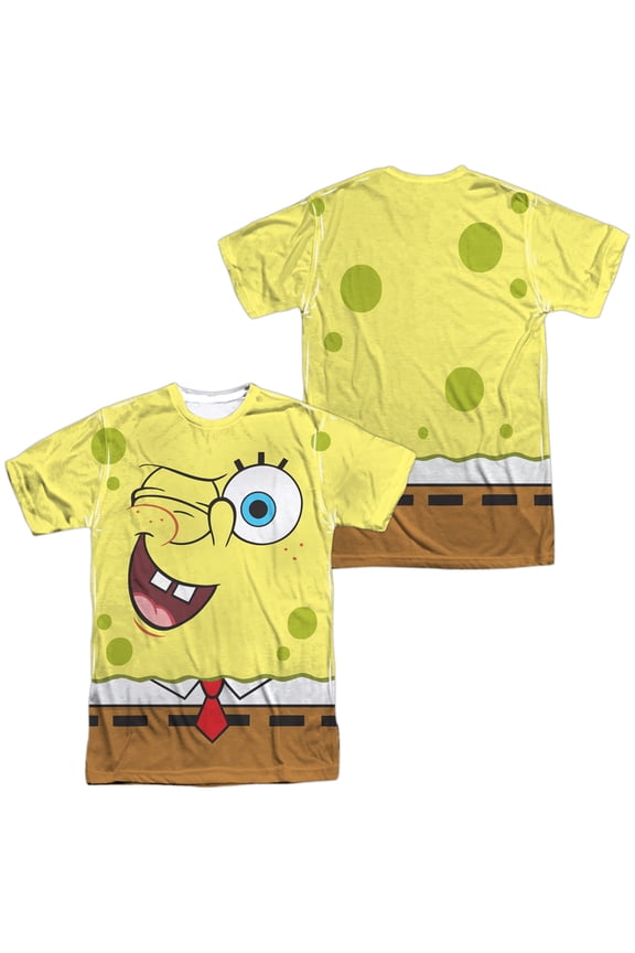 Wink Face Unisex Adult Sublimated Halloween Costume T Shirt (Small) White (Front/Back)