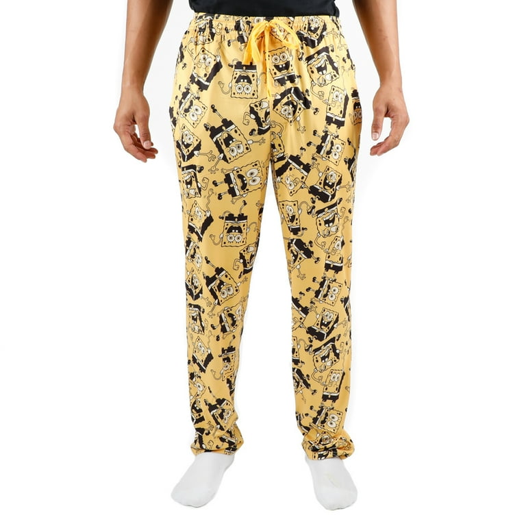 Spongebob Squarepants Yellow Color Character Toss AOP Mens Sleepwear Pajama Pants Pant XL Walmart
