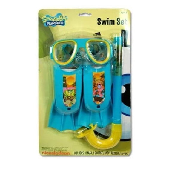 SpongeBob SquarePants Breathable Waterproof Snorkels with Mask Pair of Flippers, 0.5 lb, 3 Count