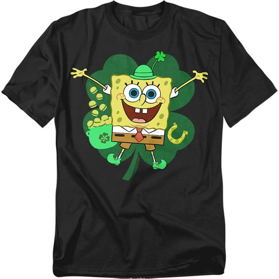 Spongebob T-Shirt St. Patrick'S Day Spongey Four Leaf Clover Unisex Graphic Tee for Men & Women