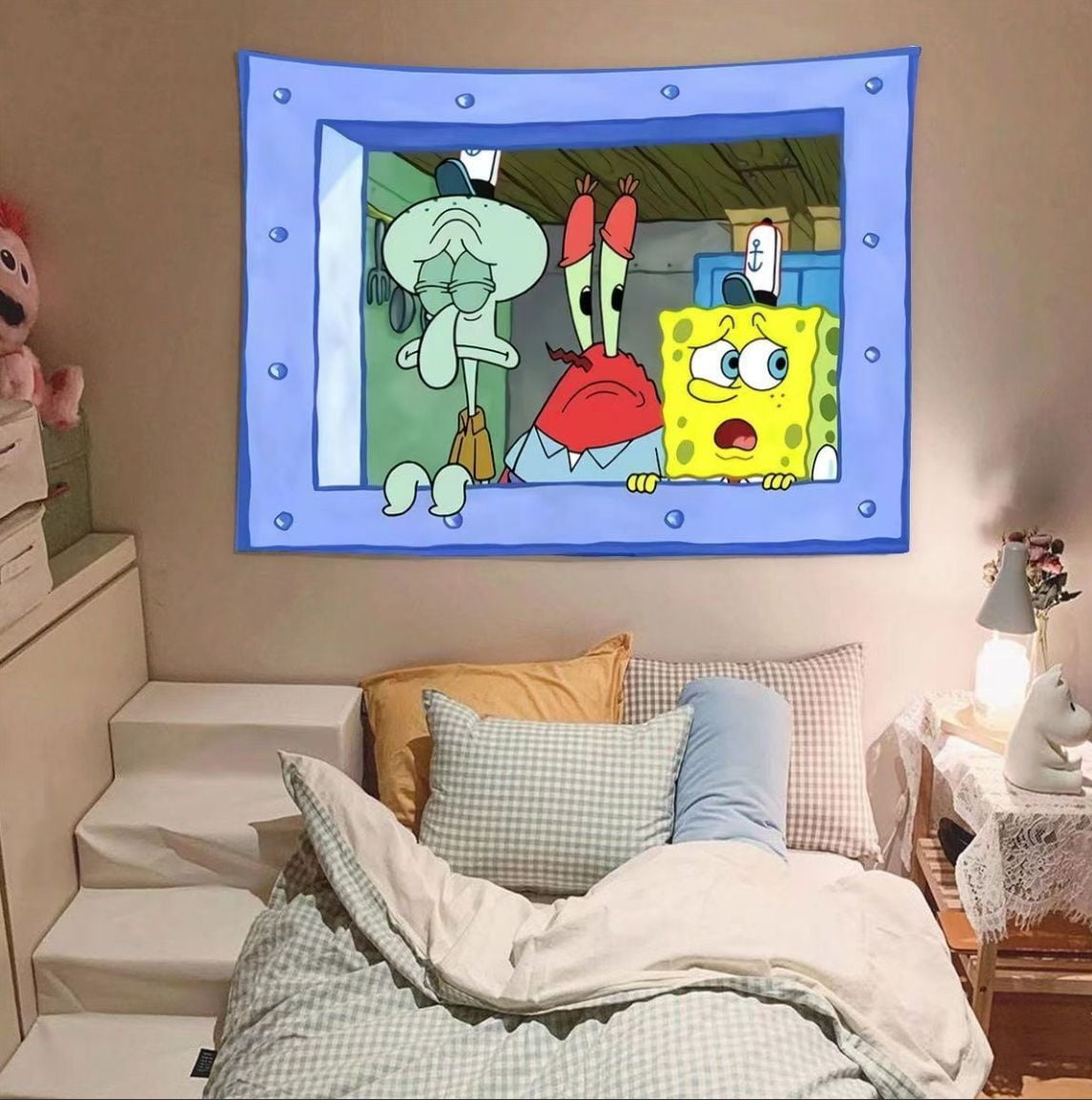 Spongebob Theme Tapestry Decor Wall Hanging Underwater House Tapestry