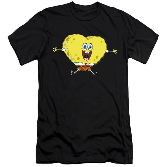 Spongebob Valentine's Day Heart-Shaped Sponge Unisex Adult Canvas Brand T Shirt