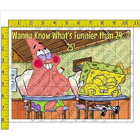 Spongebob Wanna Know What's Funnier Than 24 Personalized Birthday Edible Frosting Image 1/4 Sheet Cake Topper ABPID50811
