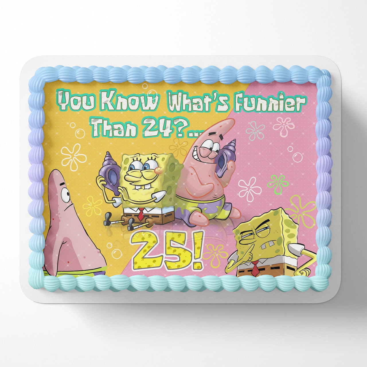 INKUTEN Spongebob Whats funnier than 24 Edible Cake Image Topper Personalized Picture 1/4 Sheet (8"x10.5")