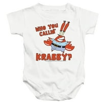 Spongebob Who You Callin Krabby Unisex Infant Snap Suit for Baby (24 Months) White