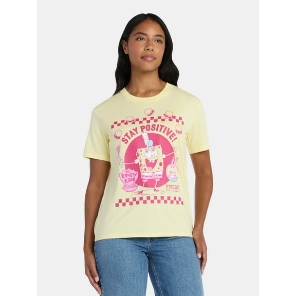 SpongeBob SquarePants Women's Graphic Tee with Short Sleeves, Sizes XXS-XXL
