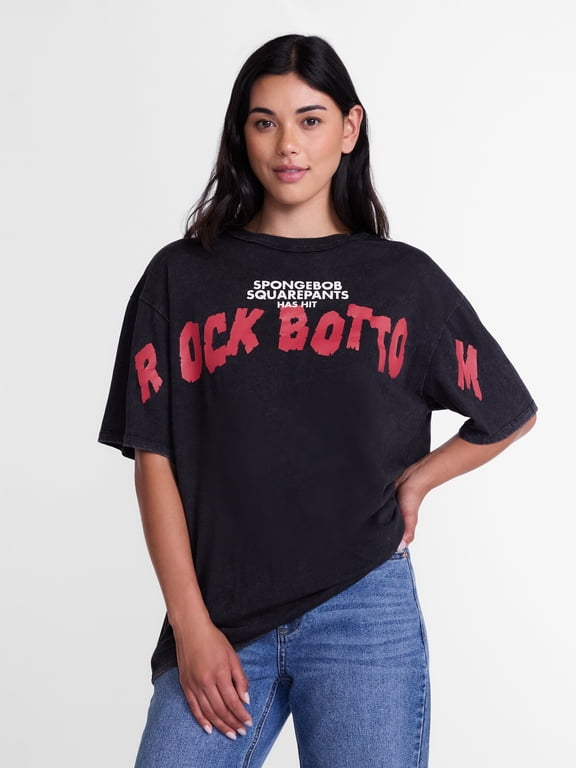 Women's Oversized Front Back Graphic Tee, Sizes XXS-XXL