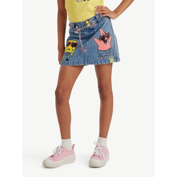 Spongebob X Justice Girls Denim Skirt, Sizes XS - XLP