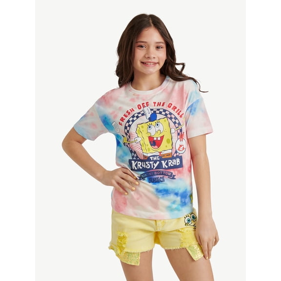 Justice X Spongebob Americana Collab Girls Oversized Tee, Sizes XS - XLP