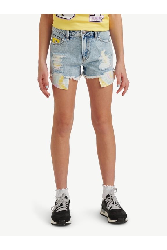 Spongebob X Justice Girls Sequin Denim Short, Sizes 6-18, Slim & Plus