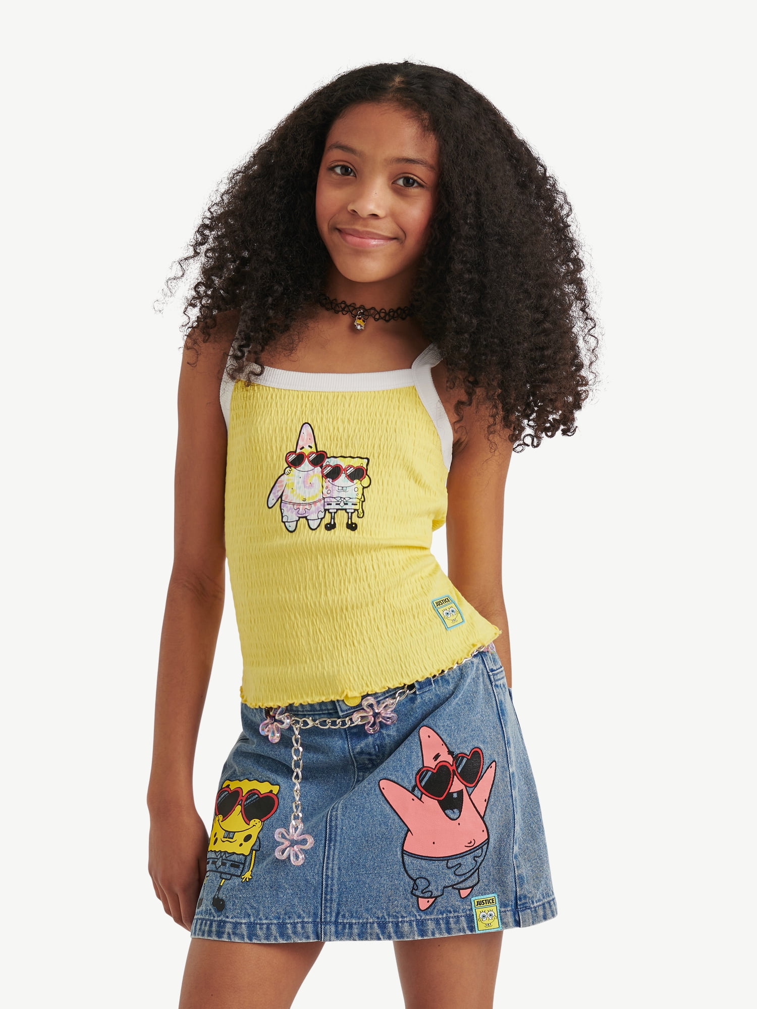 Spongebob X Justice Girls Smocked Tank, Sizes XS - XLP
