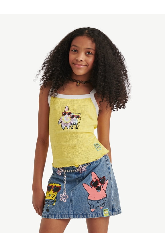 Spongebob X Justice Girls Smocked Tank, Sizes XS - XLP