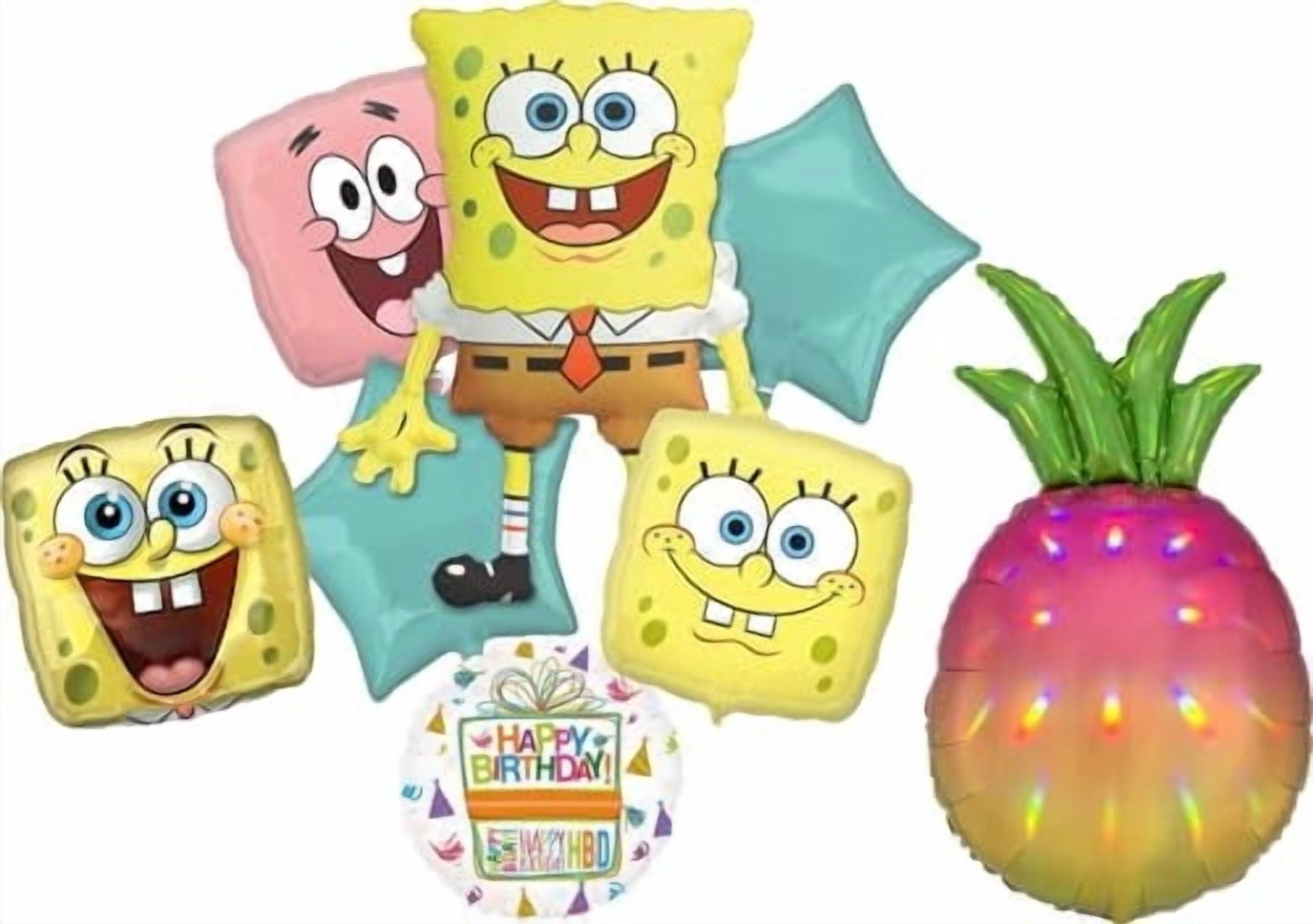 Spongebob's Birthday Party Supplies 8pc Foil Balloon Bouquet Decorations