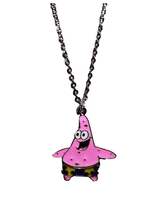 Spongebob's Patrick Character Silvertone/Enamel Pendant Necklace w/ 17" Chain