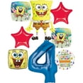 thumbnail image 1 of Spongebobs 4th Birthday Party Supplies 8pc Foil Balloons Bouquet Decorations, 1 of 4