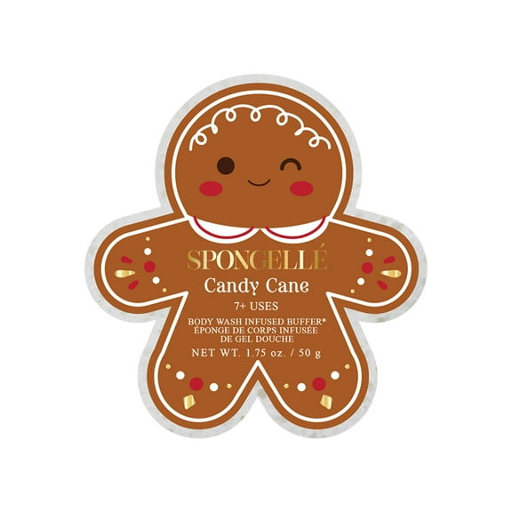 Spongell - Candy Cane Gingerbread Holiday Buffer - Christmas Stocking