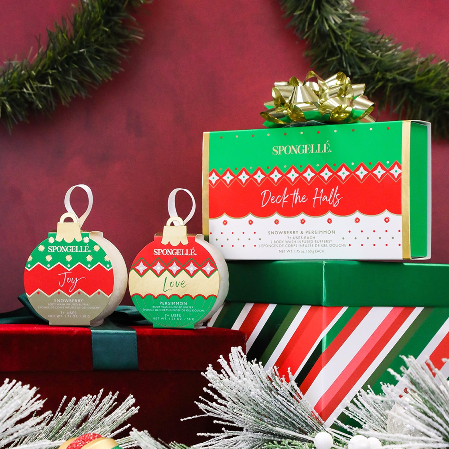 Spongellé - Deck the Halls Holiday Ornament Gift Set Christmas Stocking