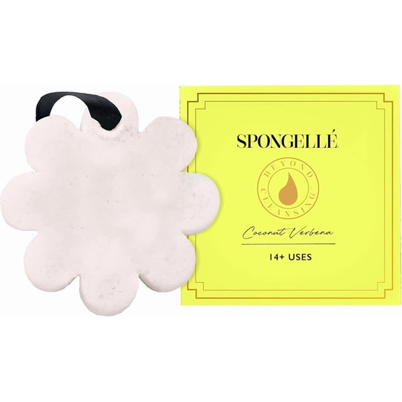 SPONGELLÉ Flower Shower Body Wash Infused Buffer Soap Sponge Body Scrubber, Coconut Verbena, 3 oz