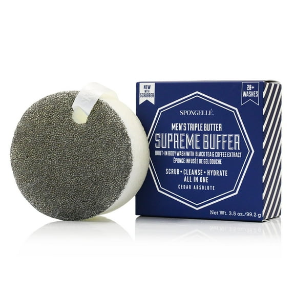 SPONGELLÉ Men's Supreme Buffer Body Wash Soap Sponge, All-in-One Shower Treatment, 3.5 oz