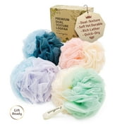 Spongentle Loofah Bath Sponge Loofa Body Sponge Shower, Exfoliating Body Scrubber, Beautiful Colors, 4 Pack, Large