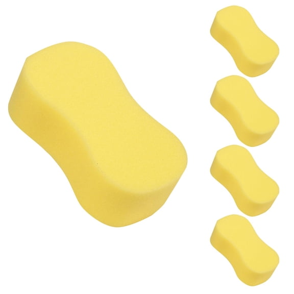 Sponges, Large Sponge, Scouring Pads, Foam Pads, Kitchen, Non Scratch, Daily Upkeep, Yellow, 5 Pc