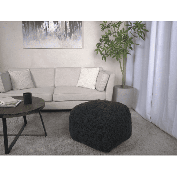 Spongy Microfiber Square Pouf in Dark Charcoal - Highlight Any Corner!