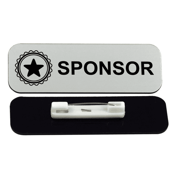 Sponsor 1 x 3" Name Tag/Badge, Silver, (3 Pack)