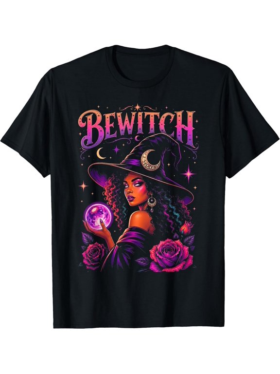 Sponsored Ad - Bewitch Black Women Witch Crystal Ball Wizard Graphic T-Shirt