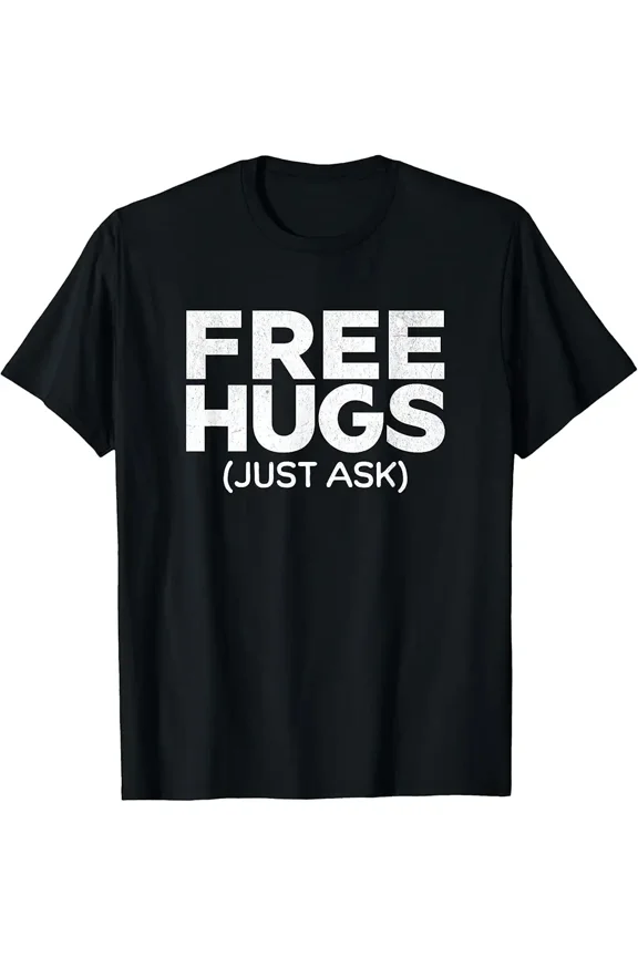 Sponsored Ad - Funny Free Hugs Tee Unisex-Adults Black Cotton Short Sleeve T-Shirt Small