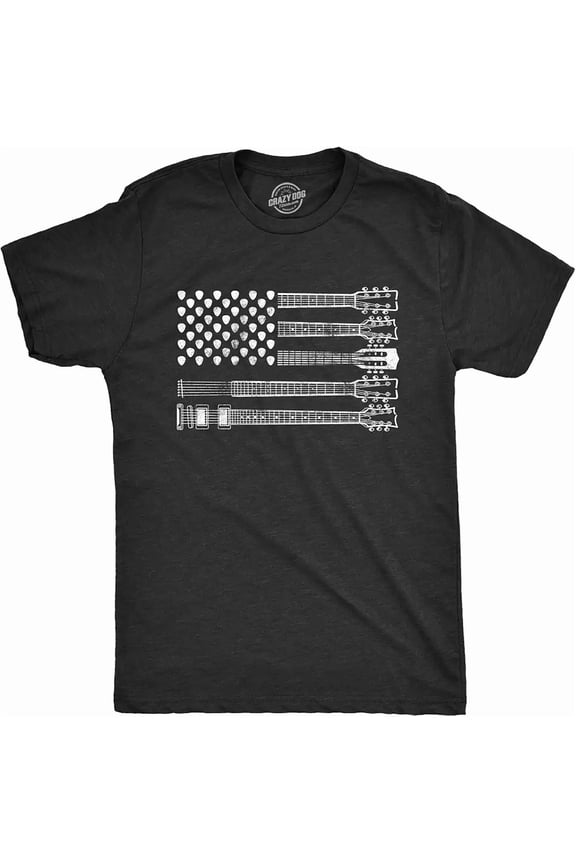Sponsored Ad - Mens Guitar Flag T Shirt Cool Rock and Roll 4th of July Musician Flag Graphic Novelty Tee
