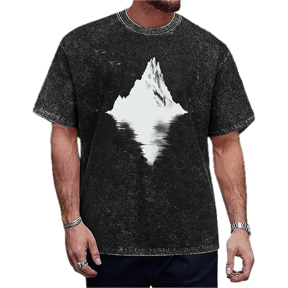 Sponsored Ad - awodent Washed Cotton T-Shirts for Men Short Sleeve Hippie Gothic Graphic Crewneck Tee Shirts