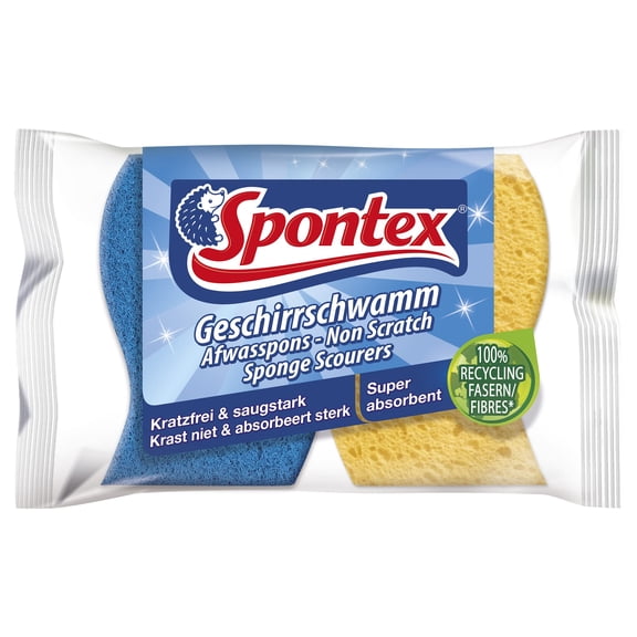 Spontex 2 Spongy Non-Scratch Sponge Scourers| | Super Absorbent & Supple