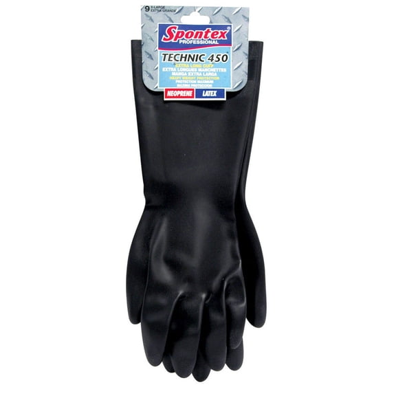 Spontex 33557 Technic 450 Pro Medium Neoprene Rubber Glove Black Pair
