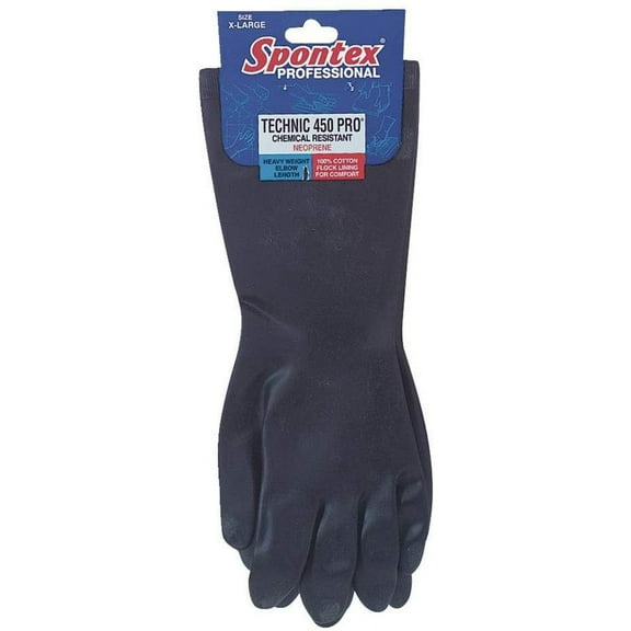 Spontex Technic Neoprene Gloves - Cotton Flock Lining - Large Carded