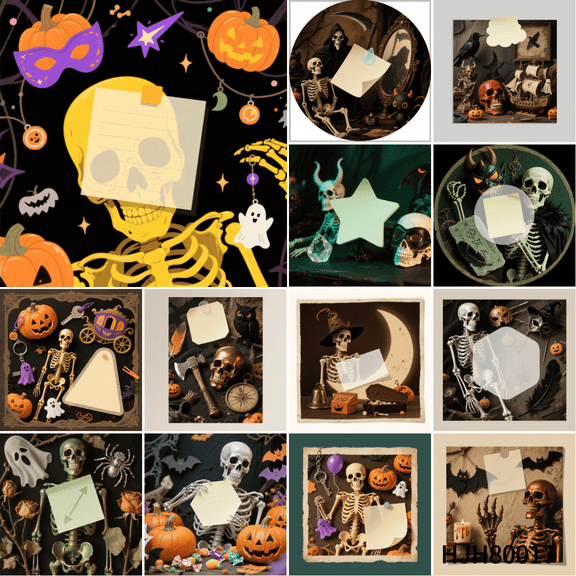 Spook Up Your Space! Halloween Skeleton Notes 3.54x3.54" 100-pack | Self-Stick & Scary-Cute  Trending in Decor & Message Sharing